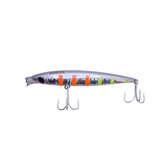 Azoro Doel Sinking Minnow Lures - 41G / 110MM / Light Orange and Green line on White