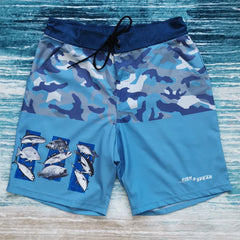 Fish2Spear Fishing Shorts - All in One - S / Blue Camo