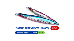 SAMURAI SPARROW JIGS 60G - Double Faced Blue Pink Zebra Glow #4 / 60 G