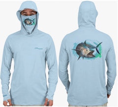 Fish2Spear Performance Hoodies with Mask - Fierce Kingfish - M / Blue