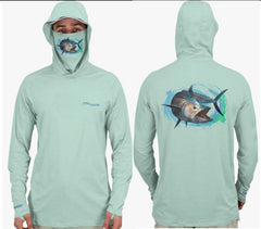 Fish2Spear Performance Hoodies with Mask - Fierce Kingfish - M / Green