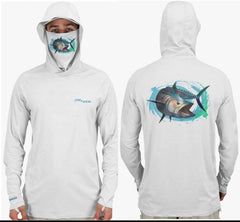 Fish2Spear Performance Hoodies with Mask - Fierce Kingfish - M / White