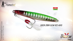 SAMURAI SPARROW JIGS 200G - Green Zebra Glow Red Head / 200 G