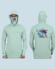 Fish2Spear Performance Hoodies with Mask - Spanish Mackerel - M / Green