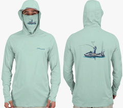 Fish2Spear Performance Hoodies with Mask - Jetski Fishing - L / Green