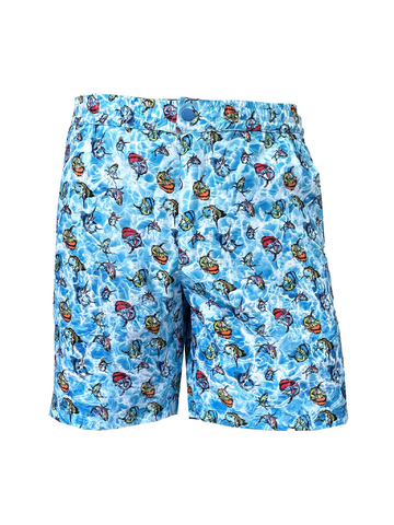Stafu Latitude Men's Cartoon Patterned Blue Shorts Swimsuit