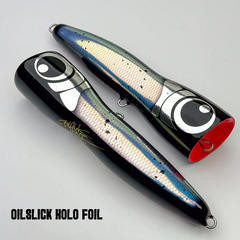 Black ledge Flare Popper 130g - 130G / Oilslick Holo Foil