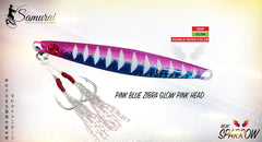 SAMURAI SPARROW JIGS 150G - Pink Blue Zebra Glow Pink Head / 150 G