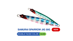 SAMURAI SPARROW JIGS 30G - Red Pink Zebra Glow Red Head Green Zebra Glow SP303 / 30 G