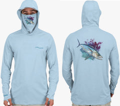 Fish2Spear Performance Hoodies with Mask - Spanish Mackerel - M / Blue