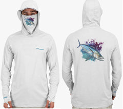 Fish2Spear Performance Hoodies with Mask - Spanish Mackerel - M / White