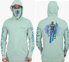 Fish2Spear Performance Hoodies with Mask - Speared King Fish - M / Green