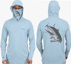 Fish2Spear Performance Hoodies with Mask - YFT Tuna - M / Blue