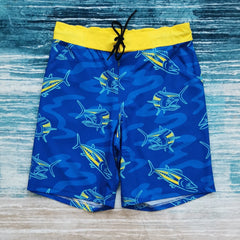 Fish2Spear Fishing Shorts - Kingfish - S / Blue with Yellow