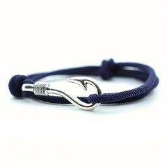 Bracelet with Silvery Fish Hook Anchor Charm - Blue
