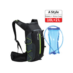 Fishon Back Bag For Outdoor Activities with water Bag 10L+2L - Green